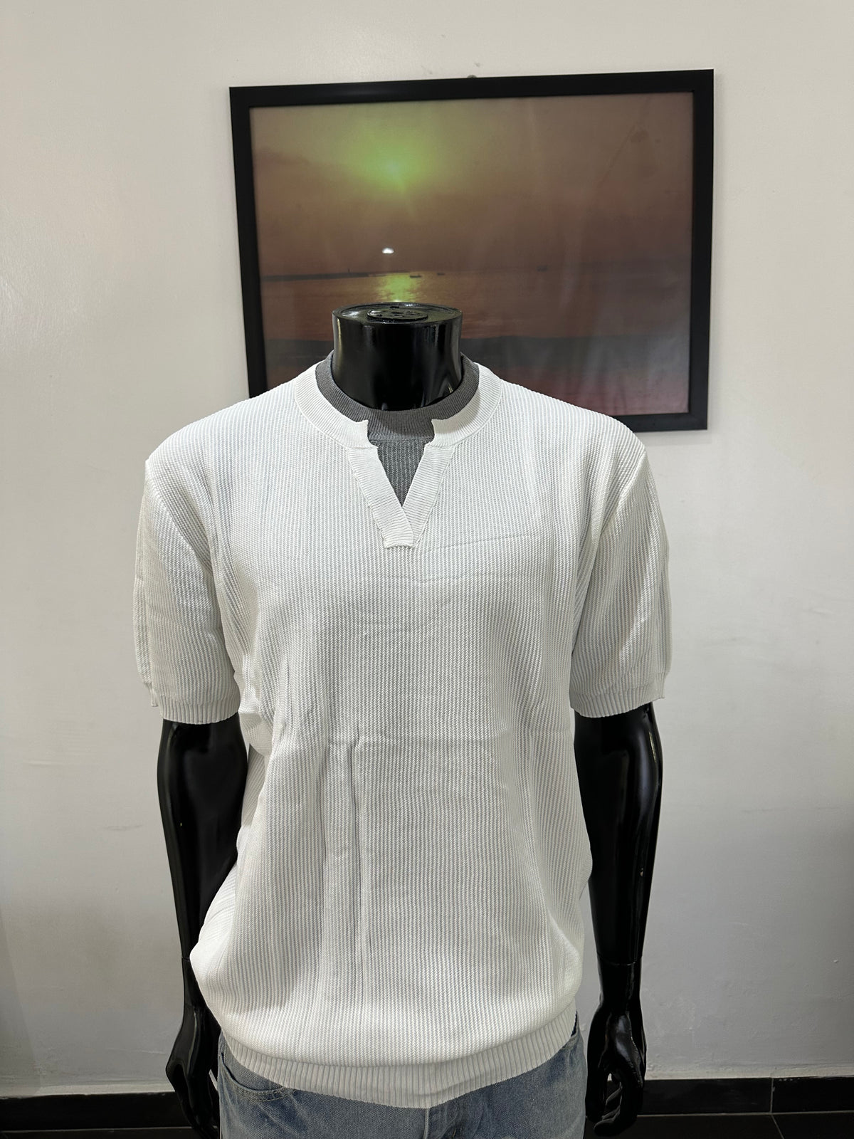 V-notch knit polo