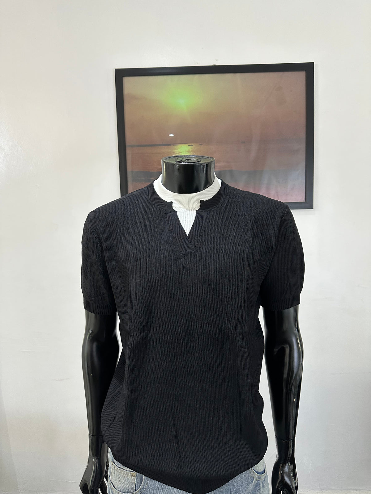 V-notch knit polo