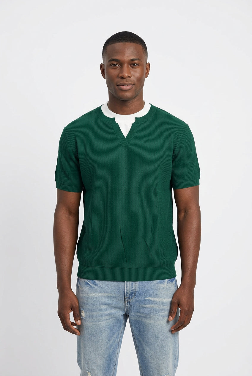 V-notch knit polo