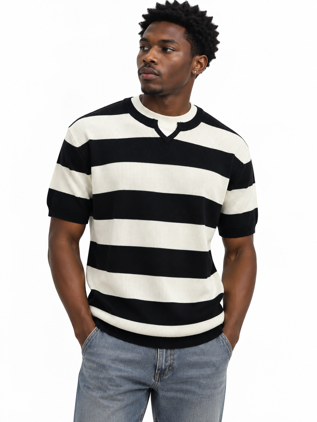 V-notch knit polo