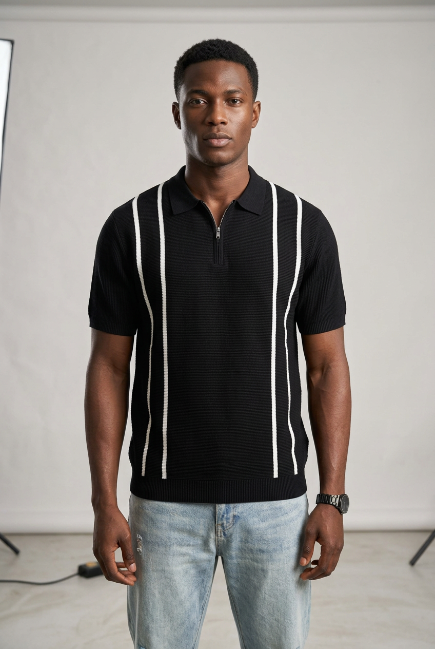 Quarter zip knit polo