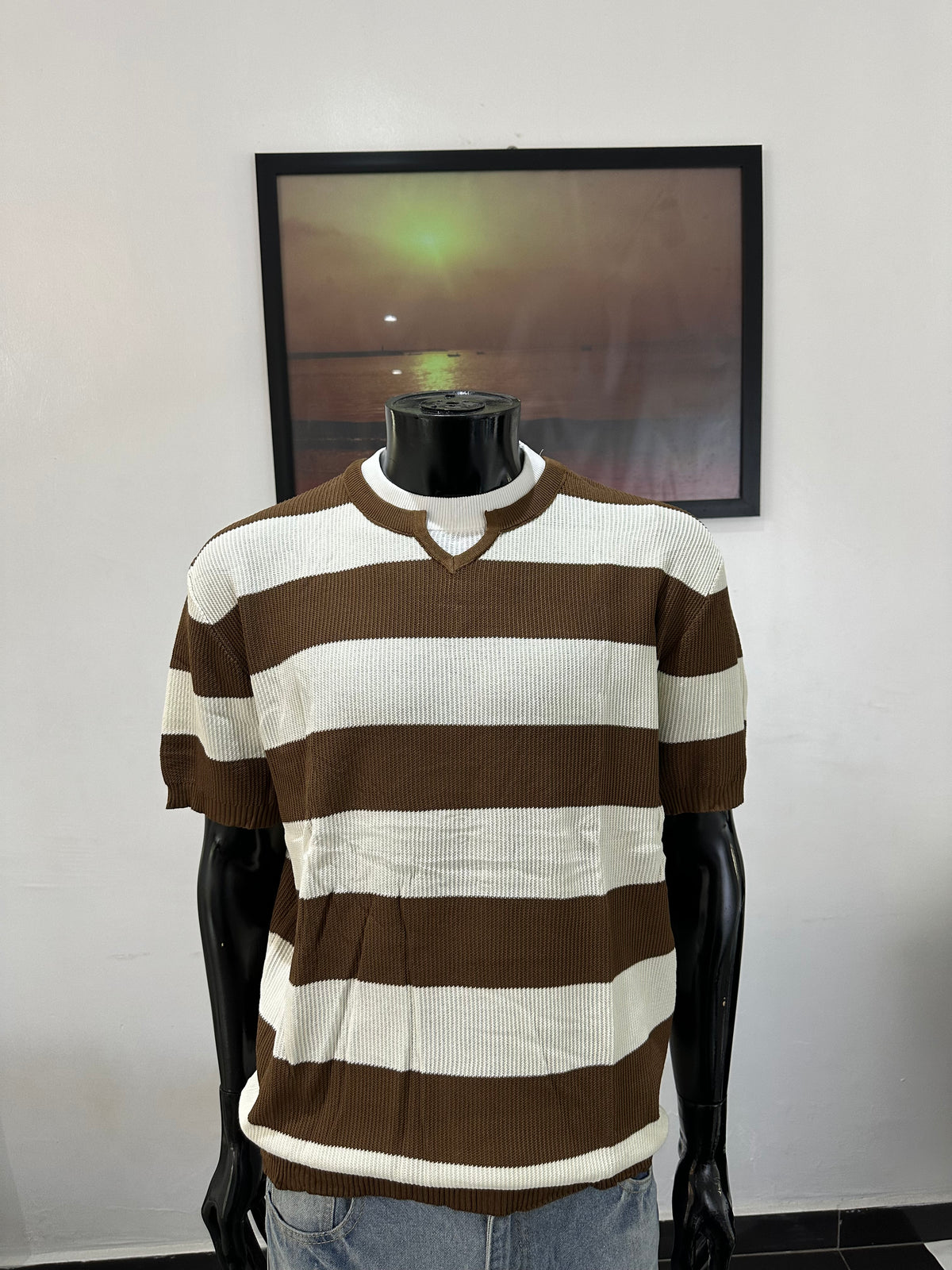 V-notch knit polo
